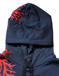 Sweat à capuche en coton bleu Dolce & Gabbana avec logo en corail, sweat-shirt décontracté pour homme.