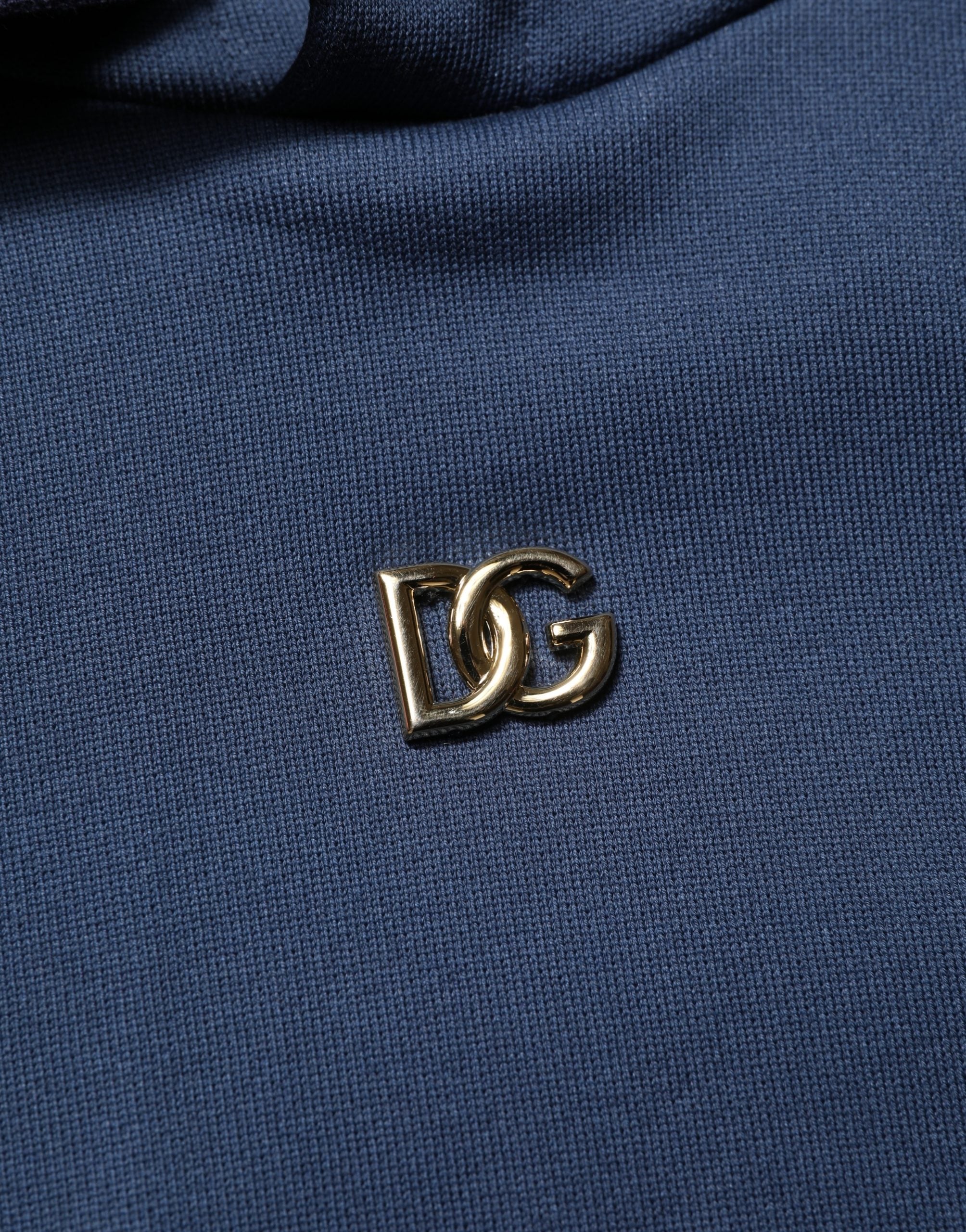 Sweatshirt à capuche en coton bleu Dolce & Gabbana avec logo en corail, style décontracté et tendance.
