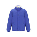Veste longue en polyamide bleue de Gucci, coupe moderne et élégante, avec détails de design visibles sur l'image.