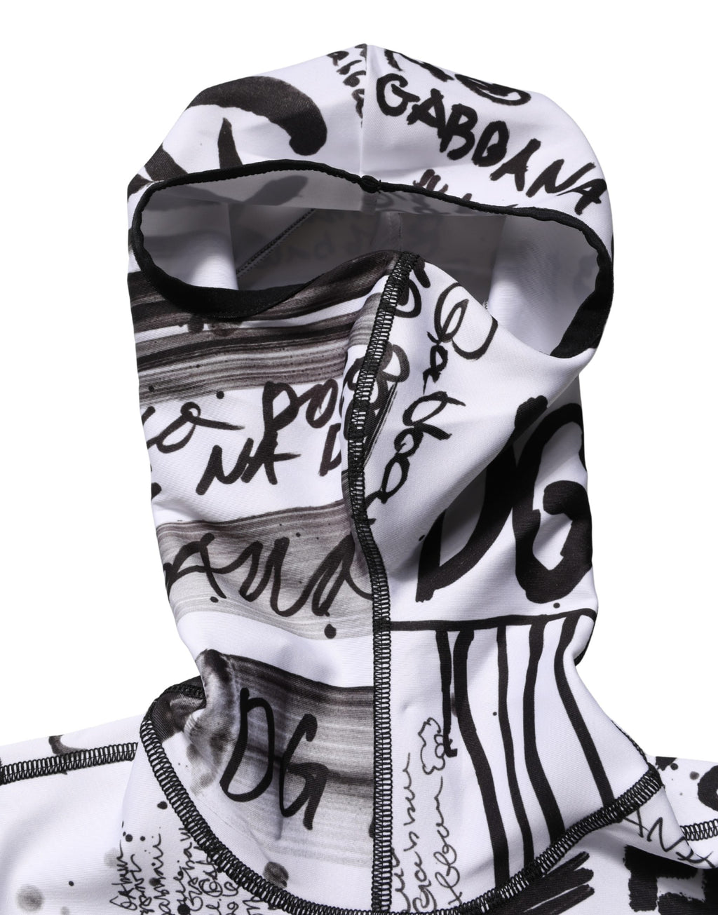 Sweat à capuche Dolce & Gabbana en jersey blanc avec imprimé graffiti et cagoule intégrée, style streetwear tendance.
