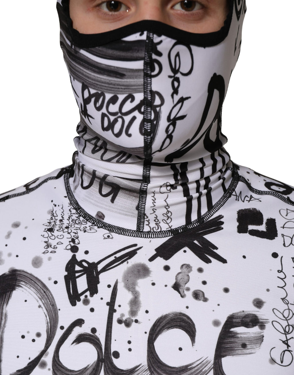 Sweat à capuche Dolce & Gabbana en jersey blanc avec motif graffiti, bonnet intégrée et style streetwear élégant.