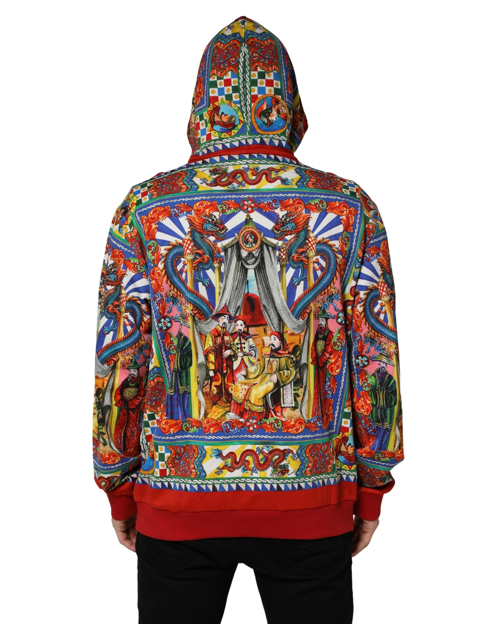 Sweat à capuche multicolore Dolce & Gabbana Glamzilla pour homme, pull en tissu confortable avec logo et design vif.