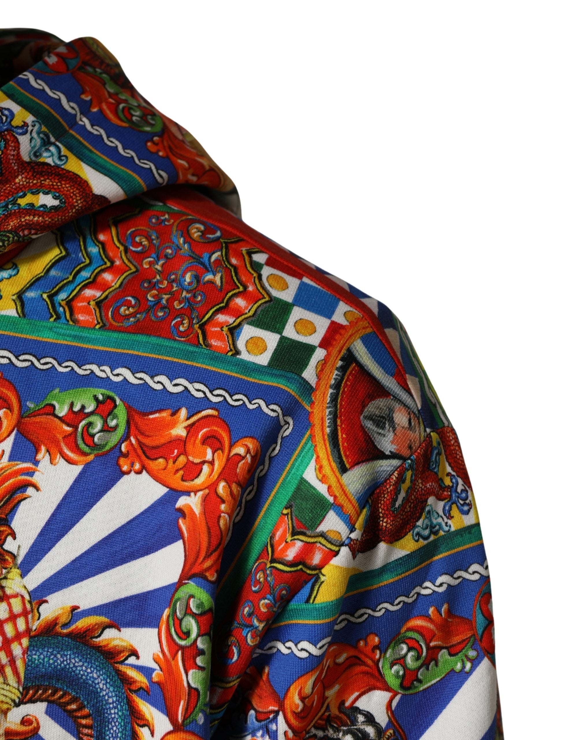 Sweatshirt homme Dolce & Gabbana Glamzilla à capuche multicolore, style décontracté avec logo et motifs colorés.