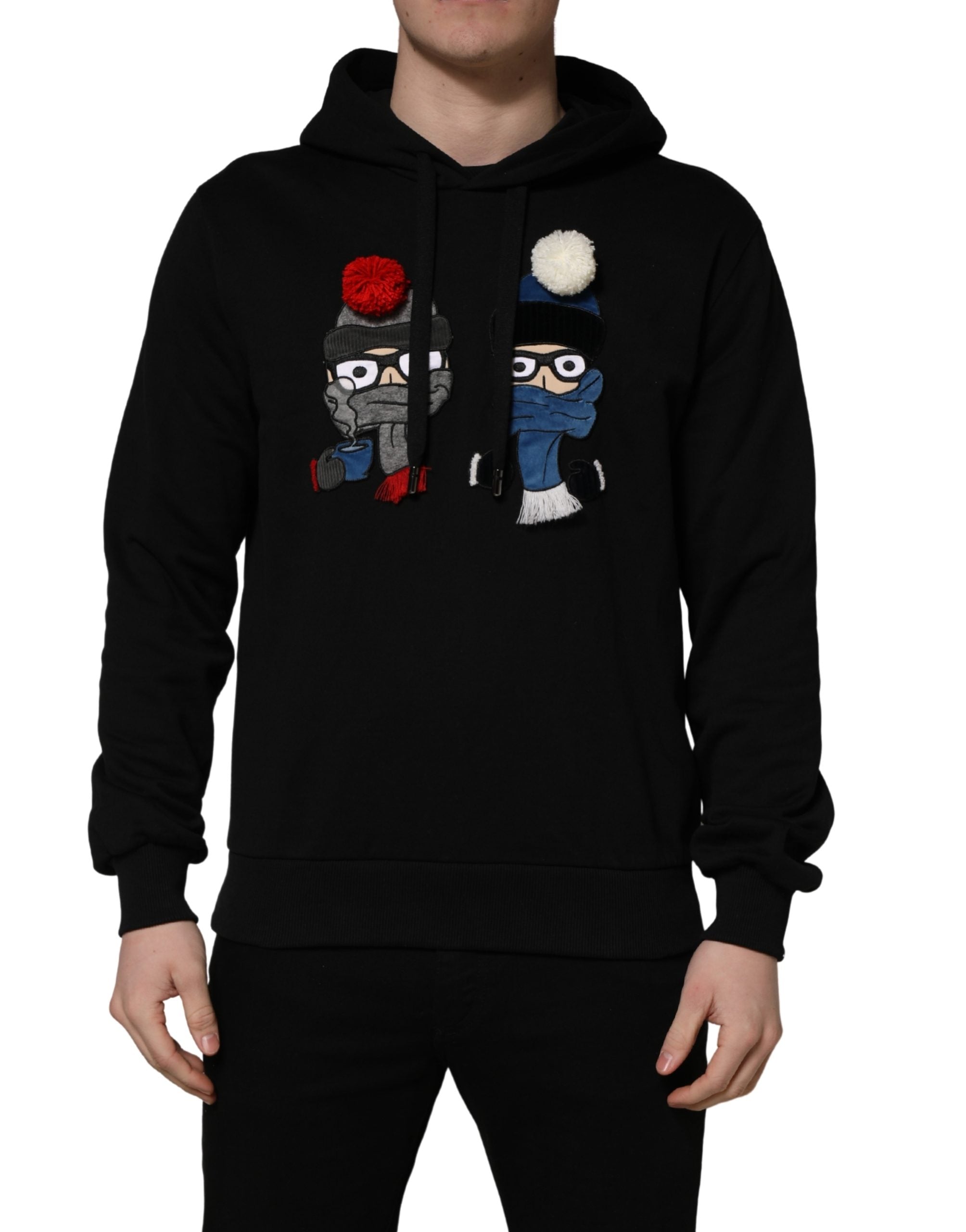 Sweat-shirt à capuche pour homme Dolce & Gabbana en coton noir avec logo #dgfamily, style décontracté et tendance.