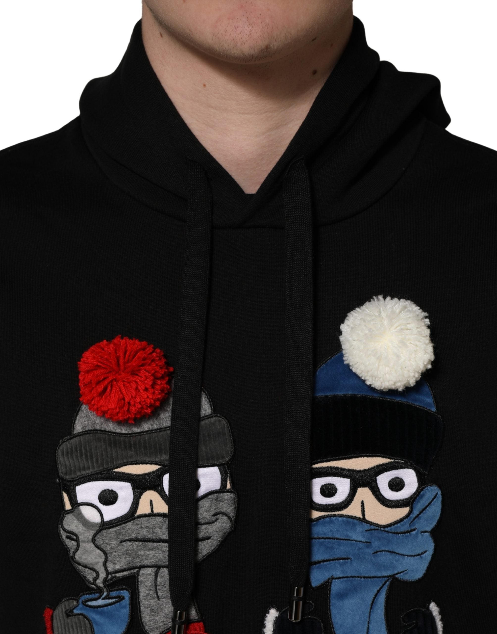 Sweatshirt à capuche noir en coton pour homme de Dolce & Gabbana, style décontracté avec logo #dgfamily visible.