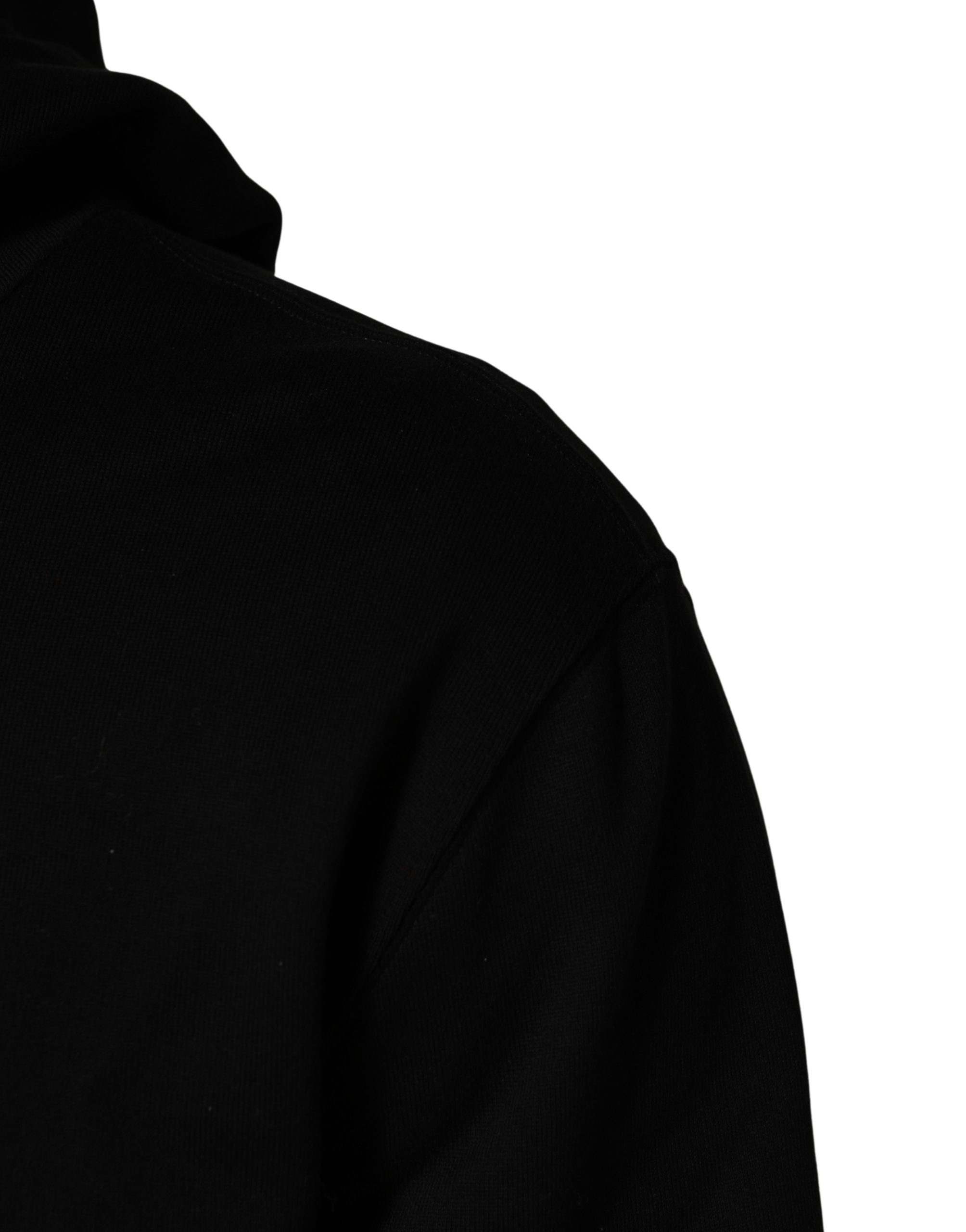 Sweat-shirt à capuche noir en coton Dolce & Gabbana, style décontracté pour homme, logo #dgfamily visible.