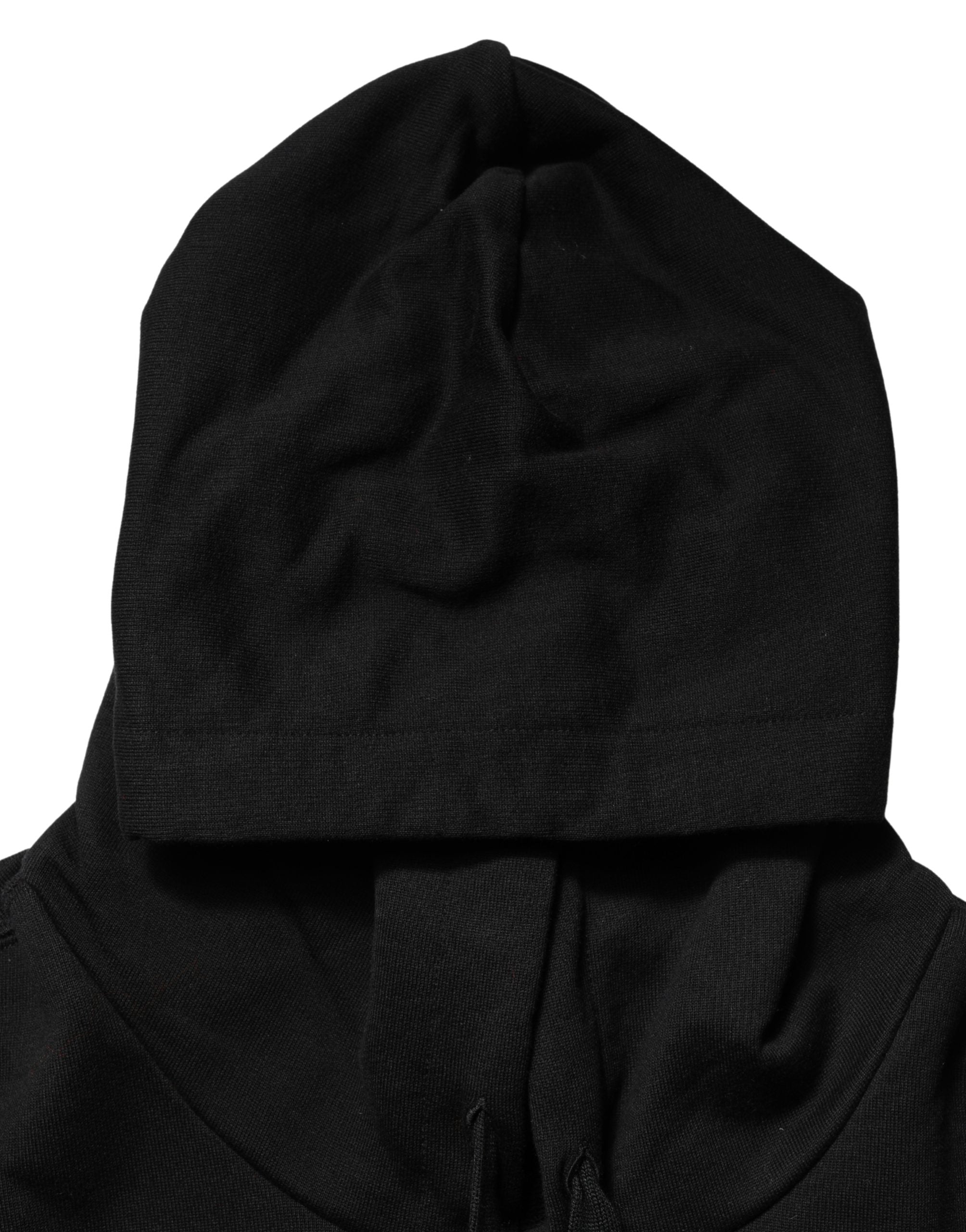 Sweatshirt à capuche pour homme Dolce & Gabbana en coton noir avec logo #dgfamily, style décontracté et moderne.