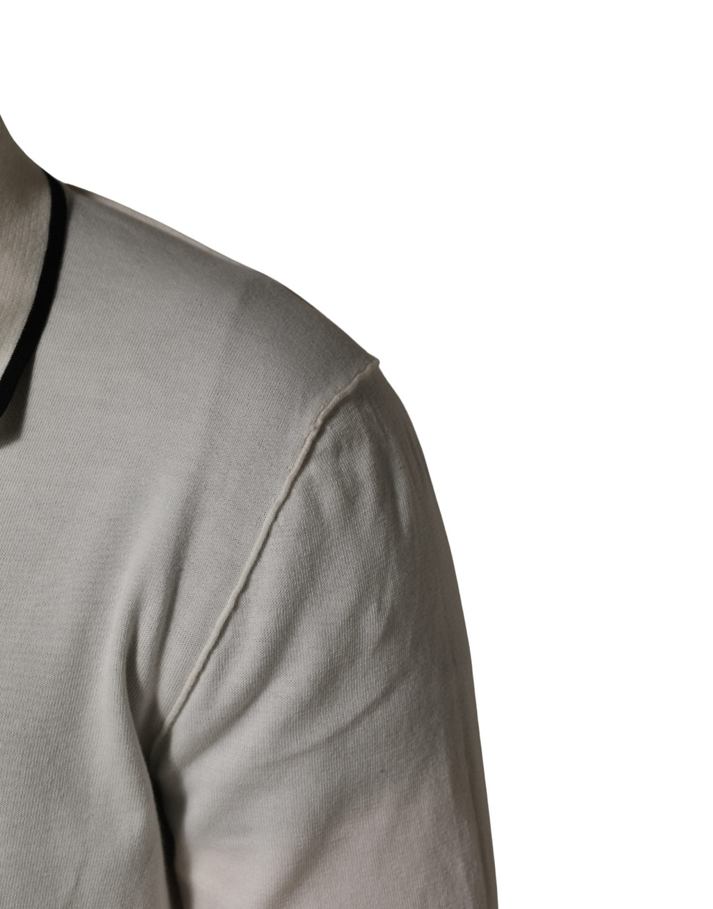 Pull-over polo blanc pour homme en coton mélangé de Dolce & Gabbana, vue de face avec col et manches visibles.