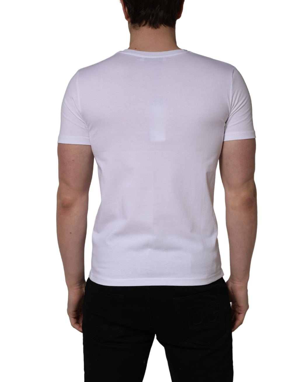 T-shirt blanc Dolce & Gabbana pour homme avec patch camouflage en forme de cœur, style décontracté et tendance.