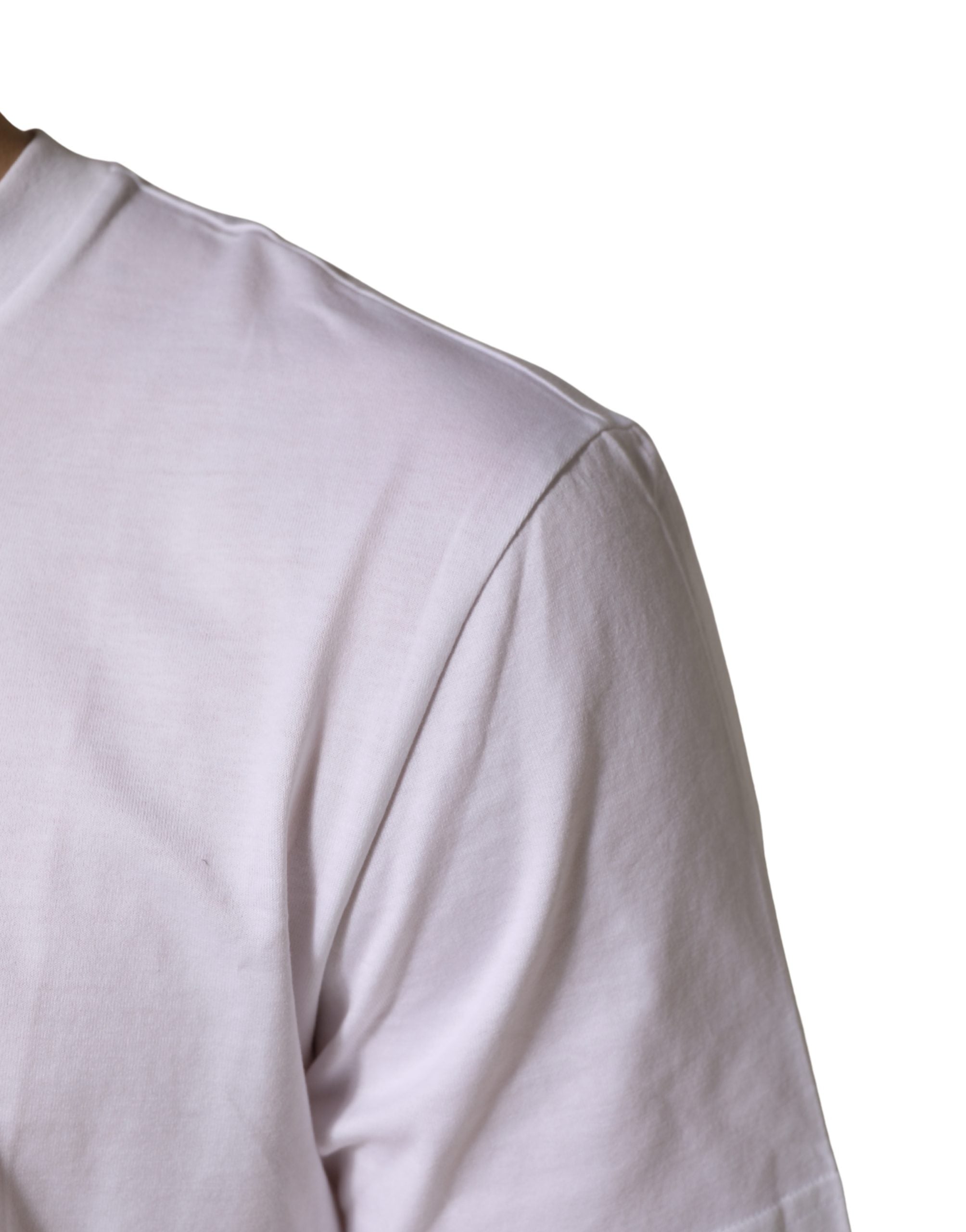 T-shirt homme blanc Dolce & Gabbana avec logo DG imprimé, manches courtes, vue de face.
