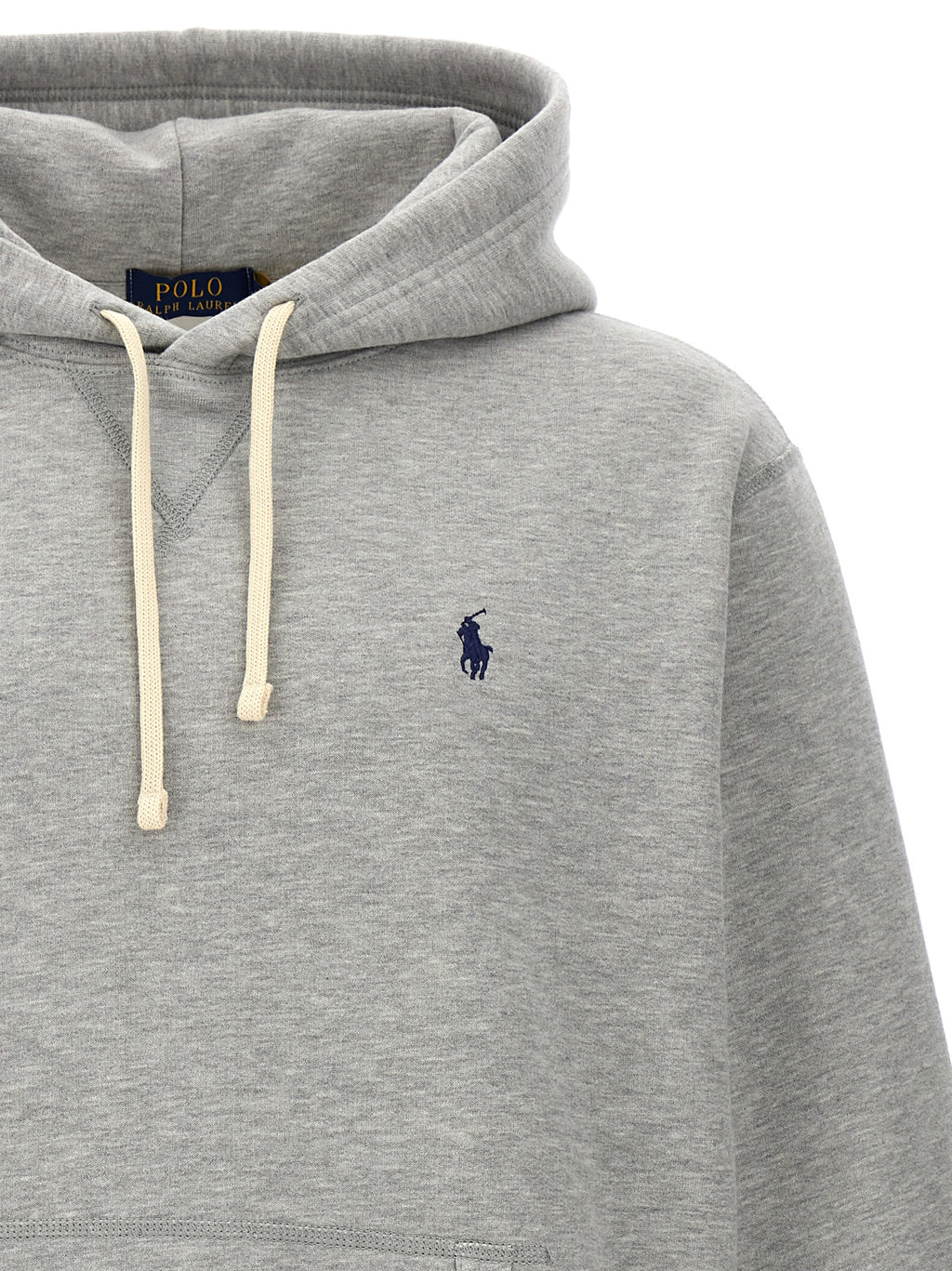 Sweatshirt en coton gris de Polo Ralph Lauren, style décontracté, avec logo brodé sur la poitrine, vue de face.