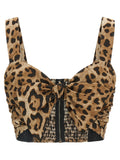 Chemisier en coton marron Dolce & Gabbana, style élégant avec détails sophistiqués, porté sur mannequin.