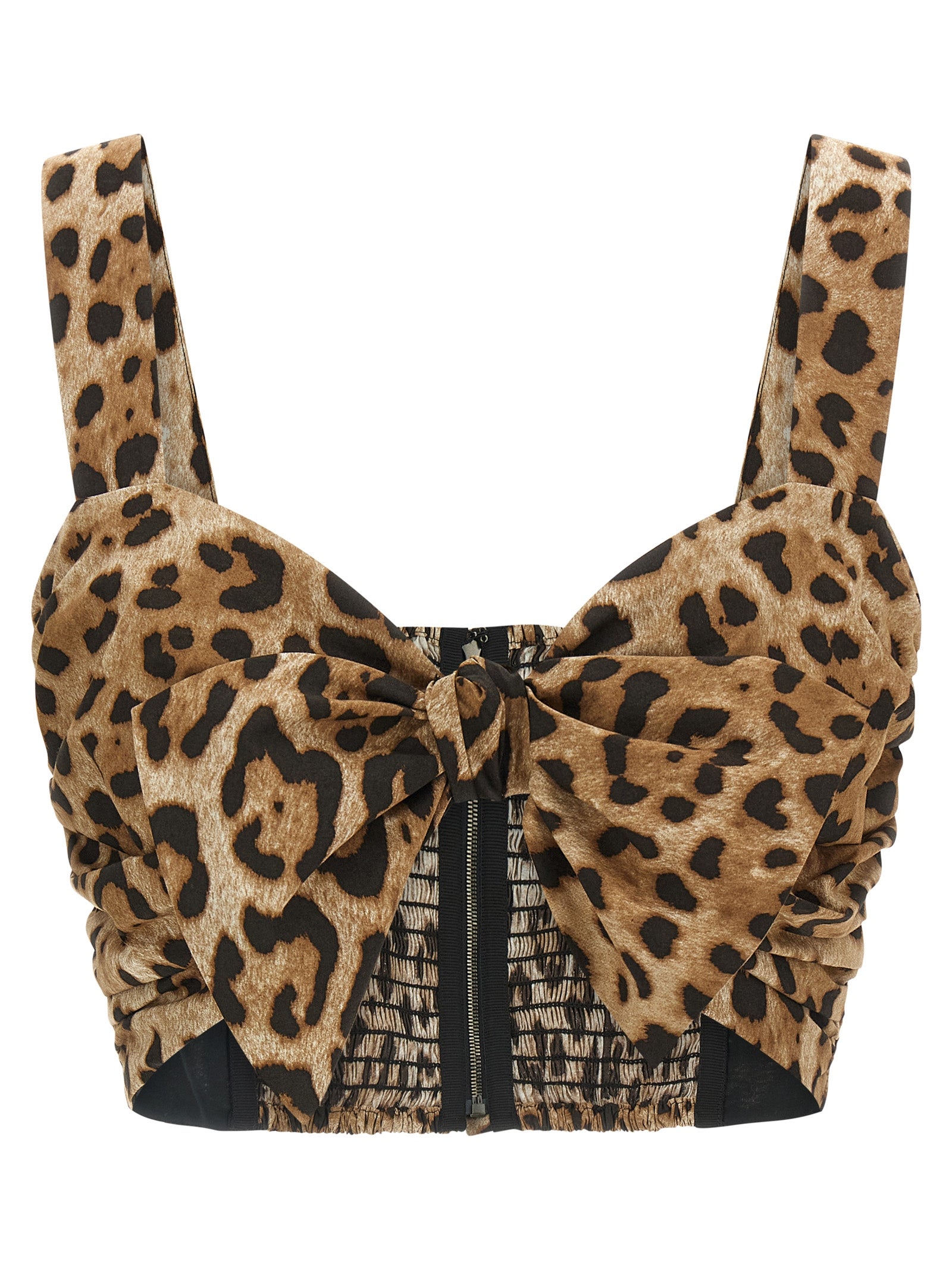 Chemisier en coton marron Dolce & Gabbana, style élégant avec détails sophistiqués, porté sur mannequin.