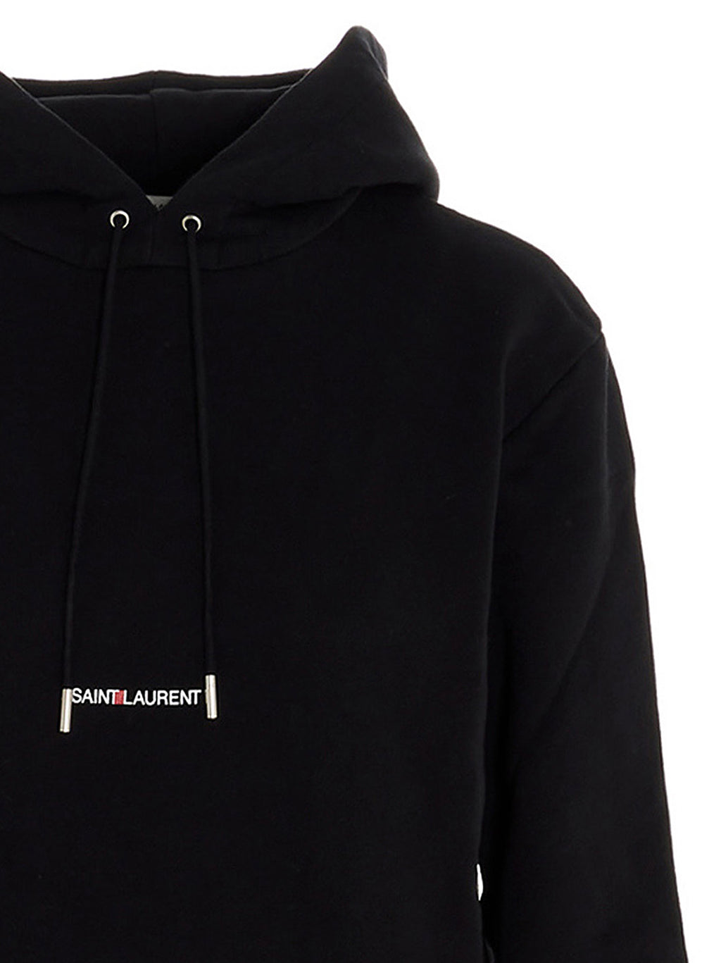 Sweat-shirt noir en coton de la marque Saint Laurent, coupe décontractée avec logo discret sur la poitrine.