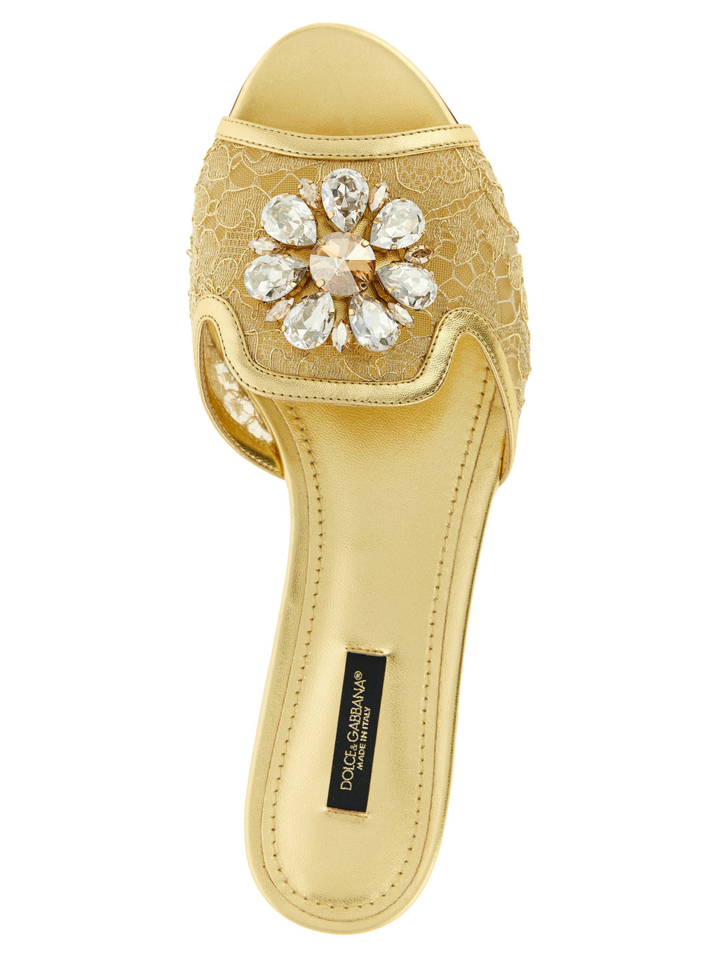 Sandales dorées en polyamide de Dolce & Gabbana, avec design élégant et détails modernes, parfaites pour un style sophistiqué.