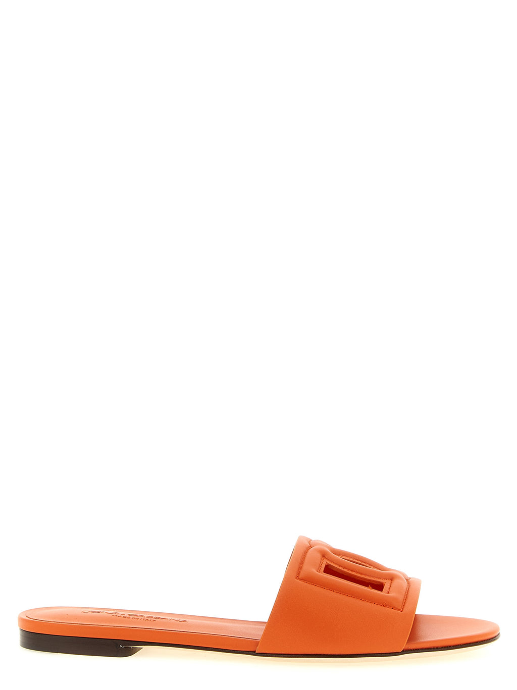 Dolce & Gabbana Pantoletten aus orangefarbenem Kalbsleder
