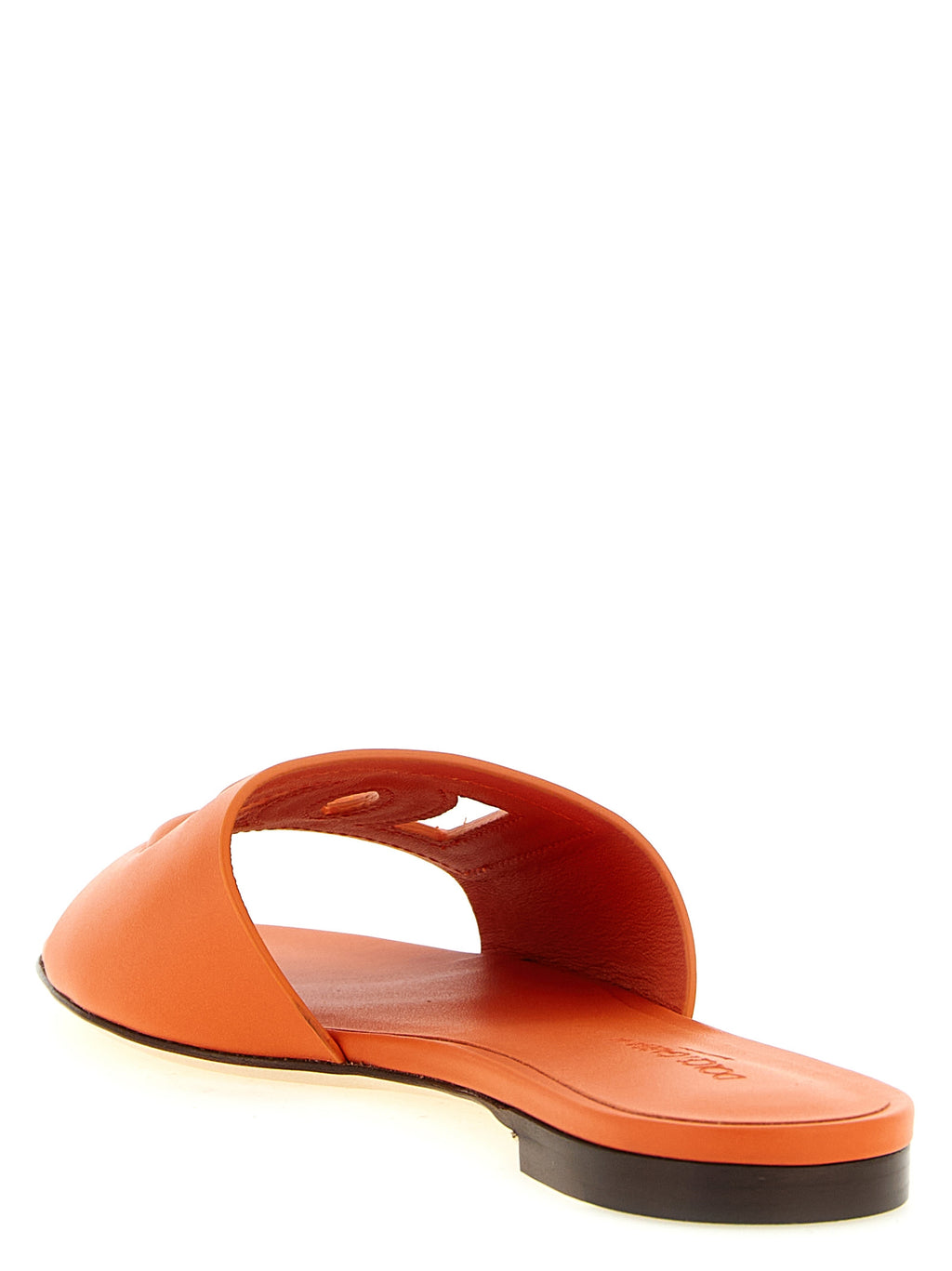 Dolce & Gabbana Pantoletten aus orangefarbenem Kalbsleder