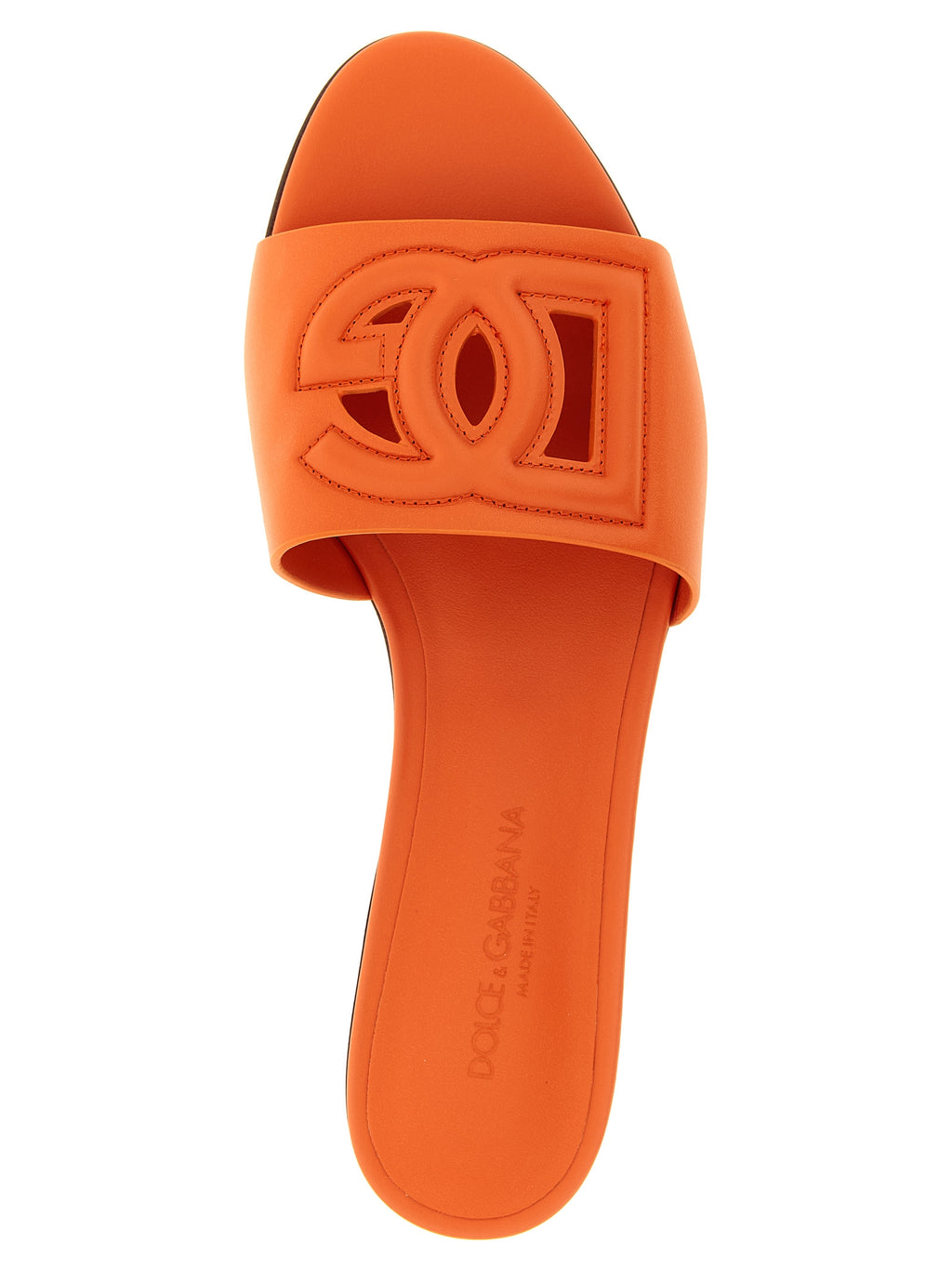 Dolce & Gabbana Pantoletten aus orangefarbenem Kalbsleder