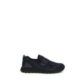 Basket en cuir de veau bleu Prada Bos Taurus, sneakers athlétiques élégants avec détails modernes, vue de face.