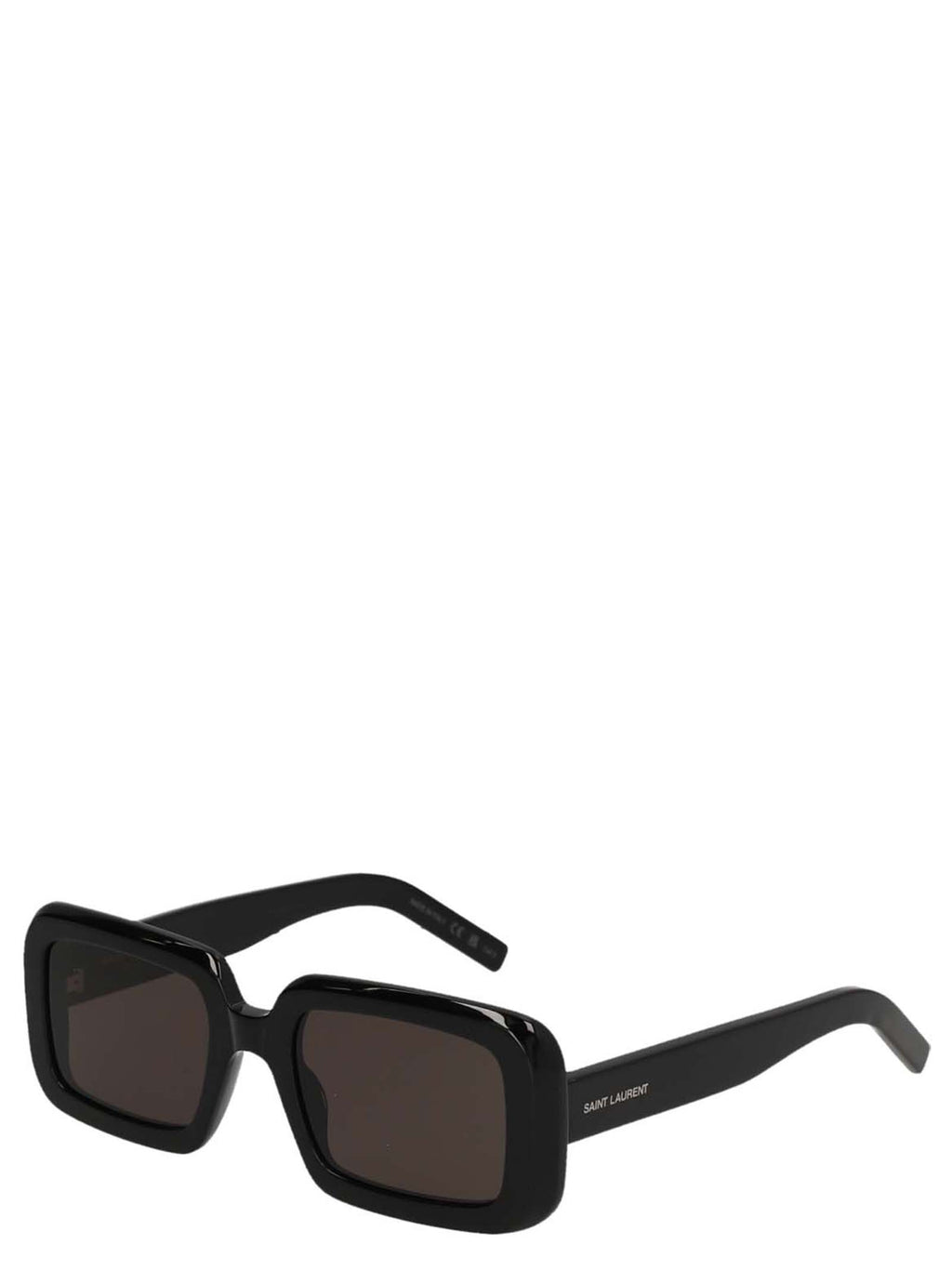 Lunettes de soleil noires en acétate de Saint Laurent, style élégant avec monture large et design sophistiqué.