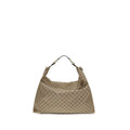 Sac à bandoulière en tissu beige Gucci, mode élégante avec logo Gucci visible sur le devant.
