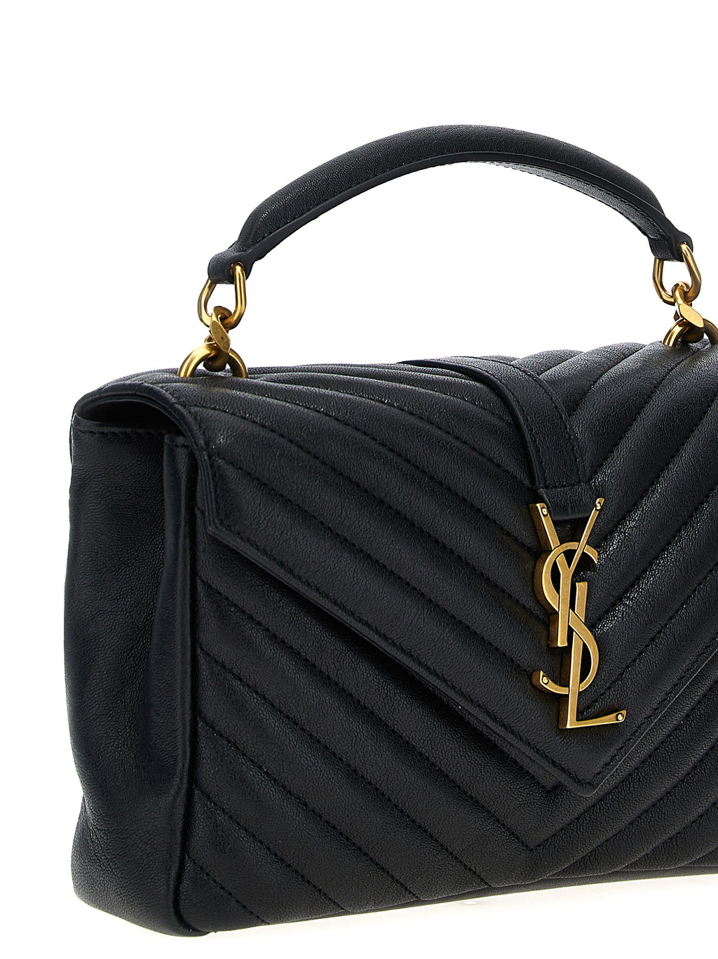 Sac à bandoulière en cuir de veau noir de Saint Laurent, élégant et sophistiqué, avec détails raffinés.