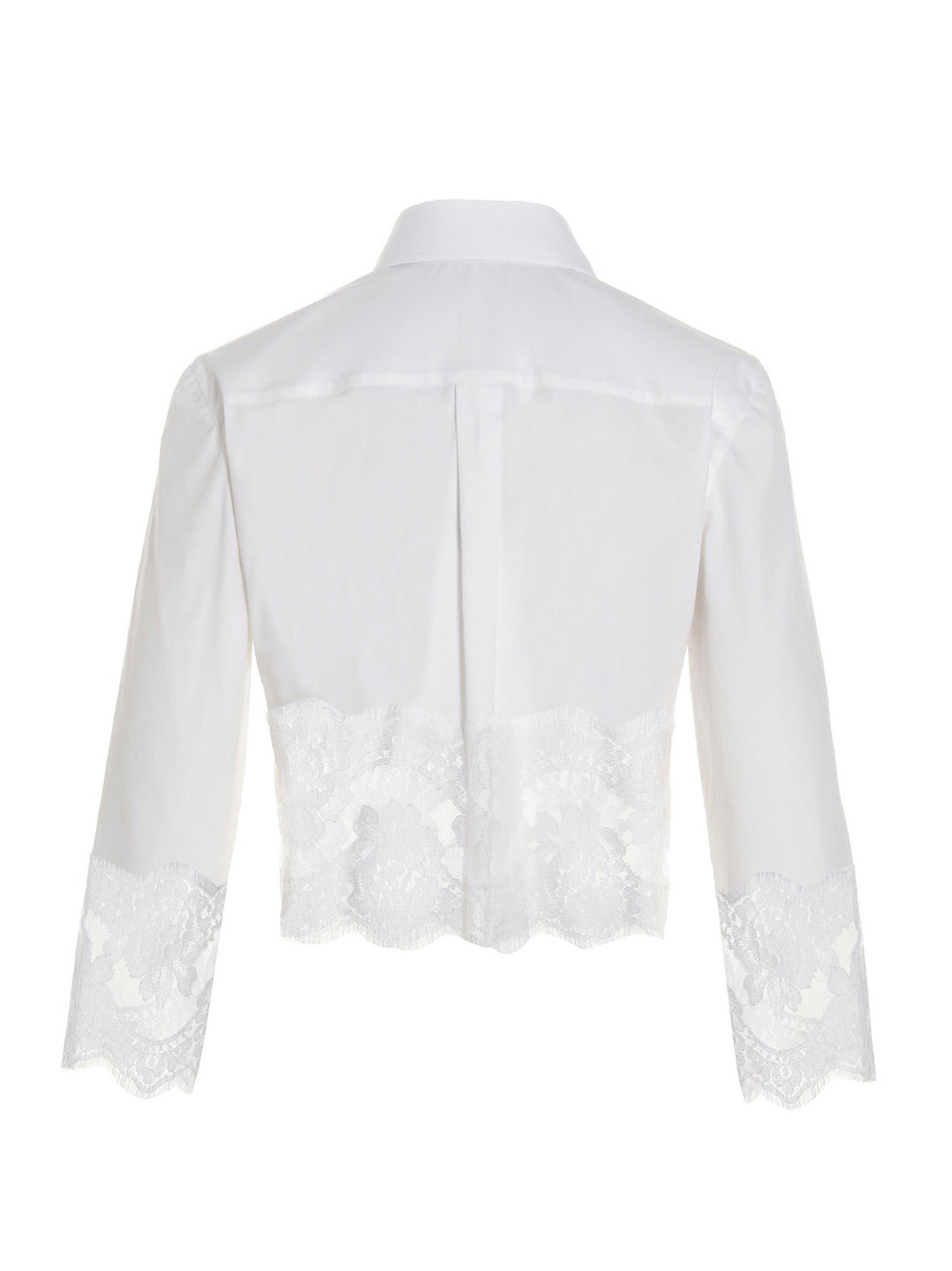 Chemisier blanc en coton de Dolce & Gabbana, détail élégant, manches longues et coupe fluide visible sur l'image.
