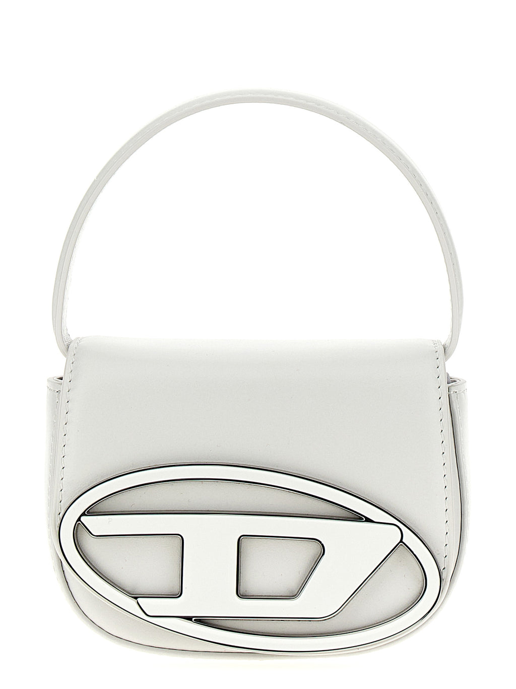 Sac à main Diesel en cuir de vachette blanc, avec poignées et détails élégants, pour un style tendance et sophistiqué.