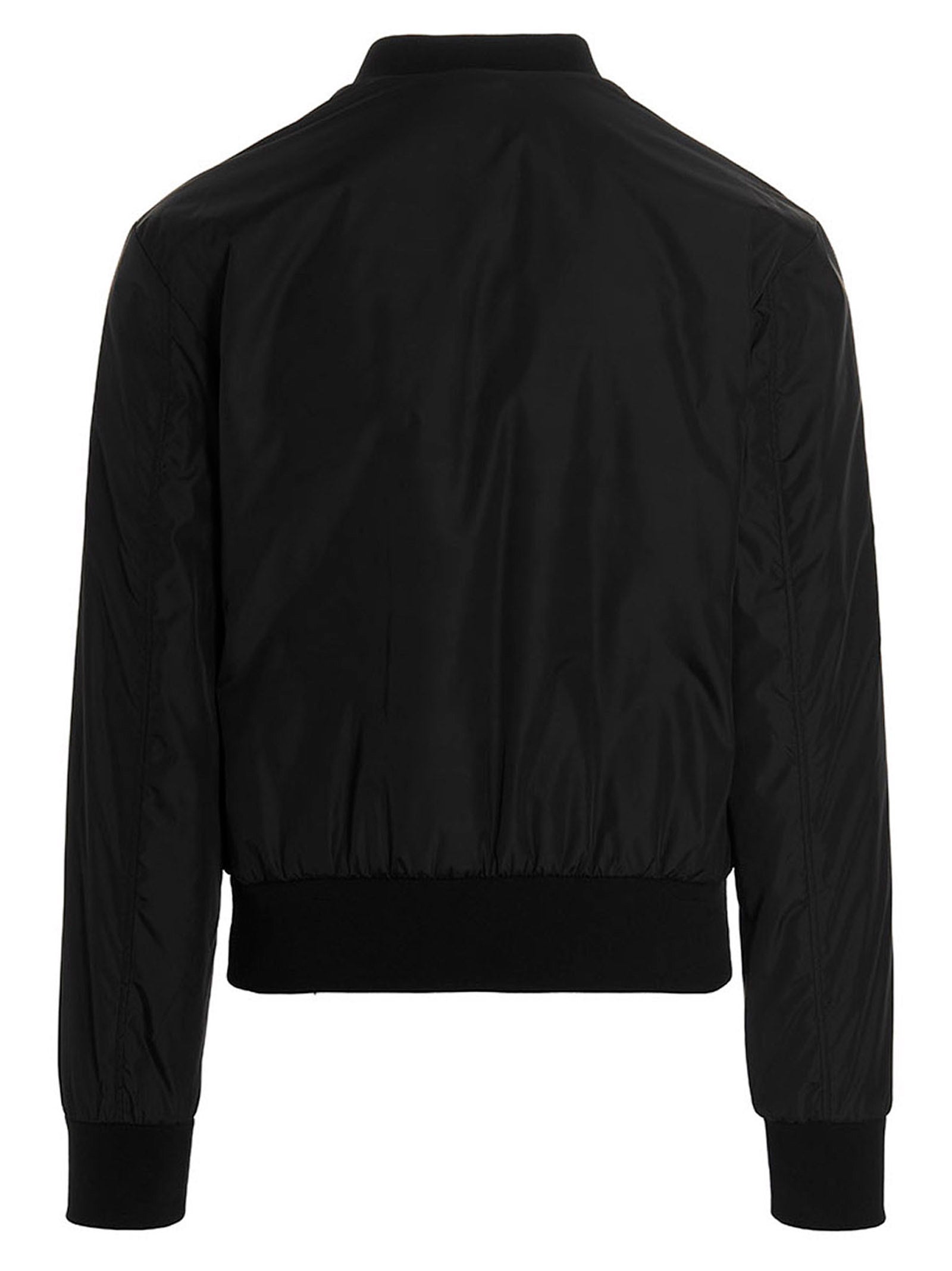 Veste bomber noire en polyamide de Dolce & Gabbana, style élégant et moderne, vue de face avec détails de la fermeture éclair