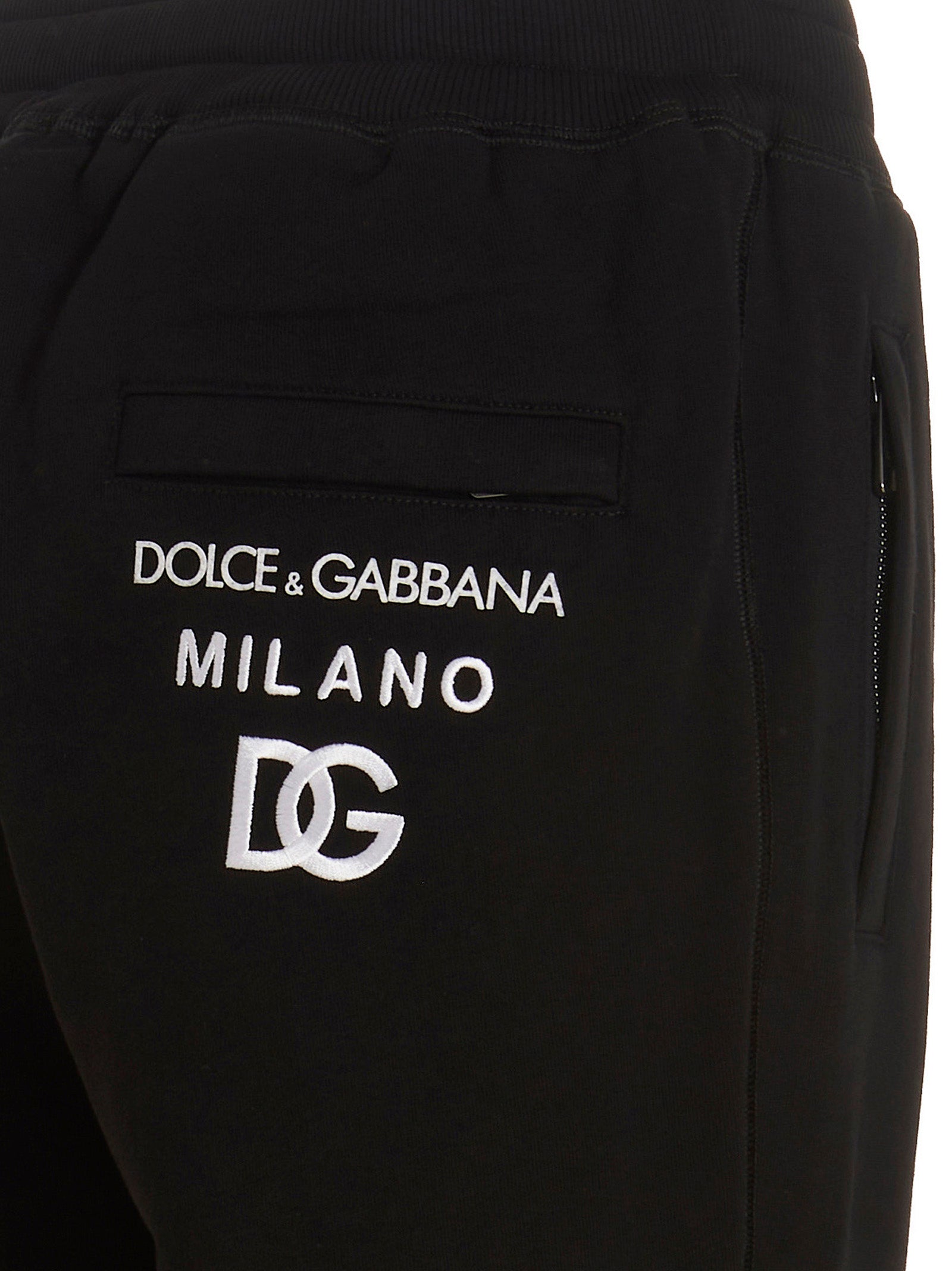 Pantalons de jogging en coton noir Dolce & Gabbana, vêtements de sport décontractés avec logo Dolce & Gabbana visible.