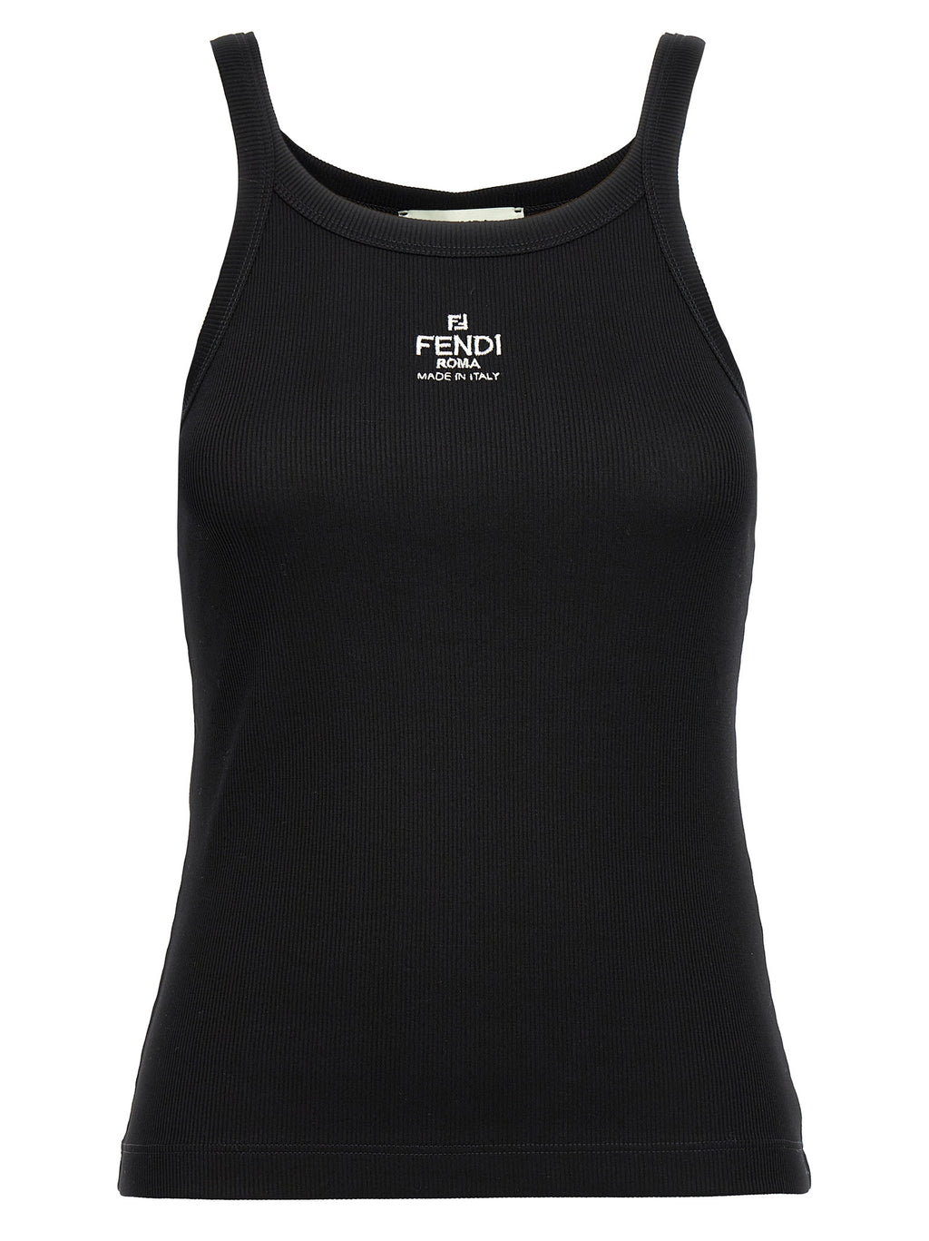 Fendi ärmelloses T-Shirt aus schwarzer Baumwolle
