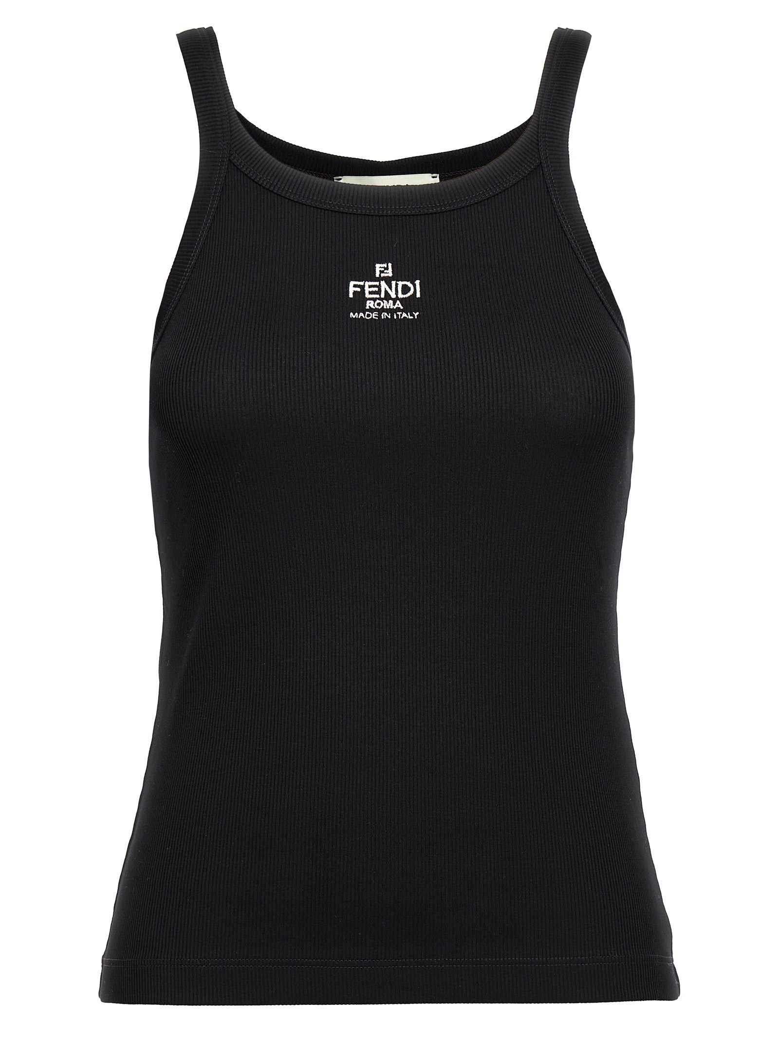 Fendi ärmelloses T-Shirt aus schwarzer Baumwolle