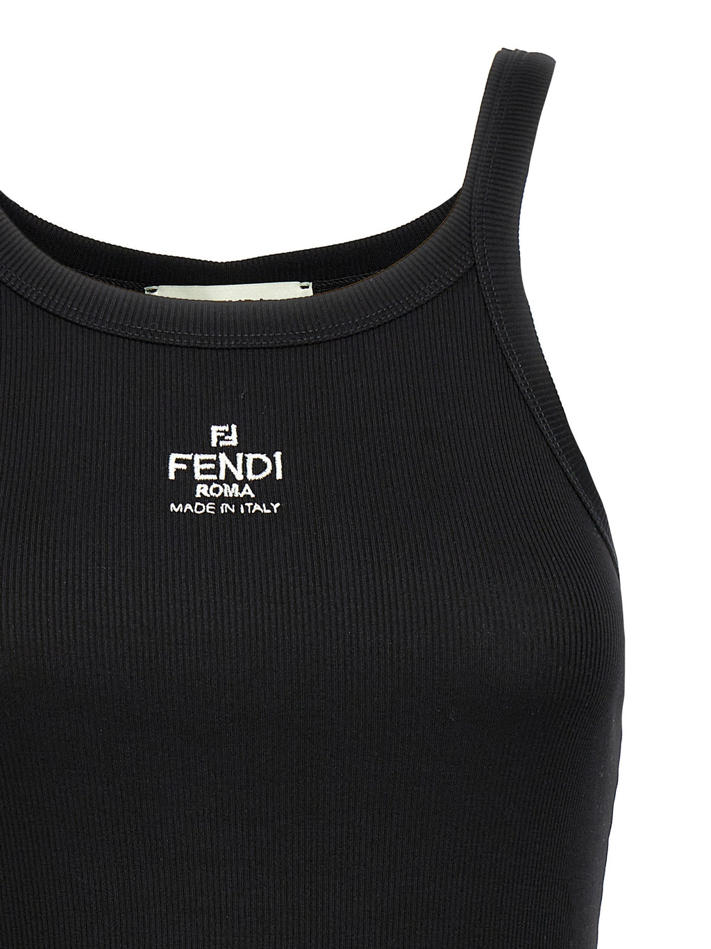 Fendi ärmelloses T-Shirt aus schwarzer Baumwolle