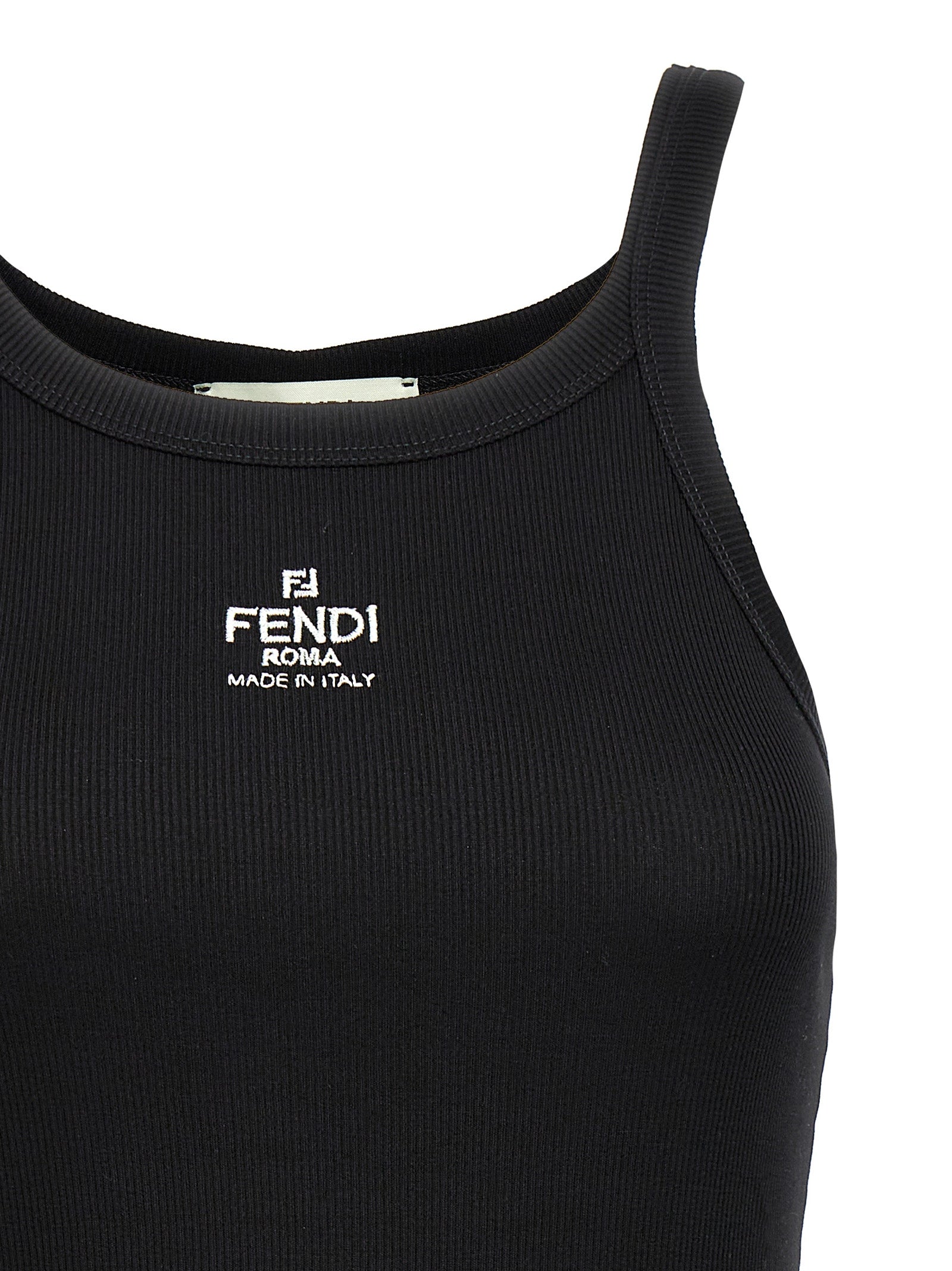 Fendi ärmelloses T-Shirt aus schwarzer Baumwolle