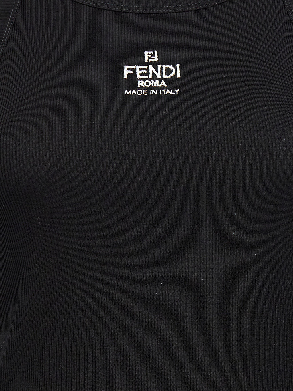 Fendi ärmelloses T-Shirt aus schwarzer Baumwolle