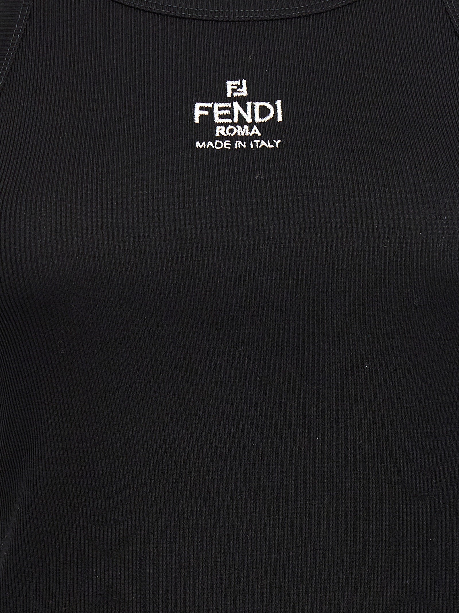 Fendi ärmelloses T-Shirt aus schwarzer Baumwolle