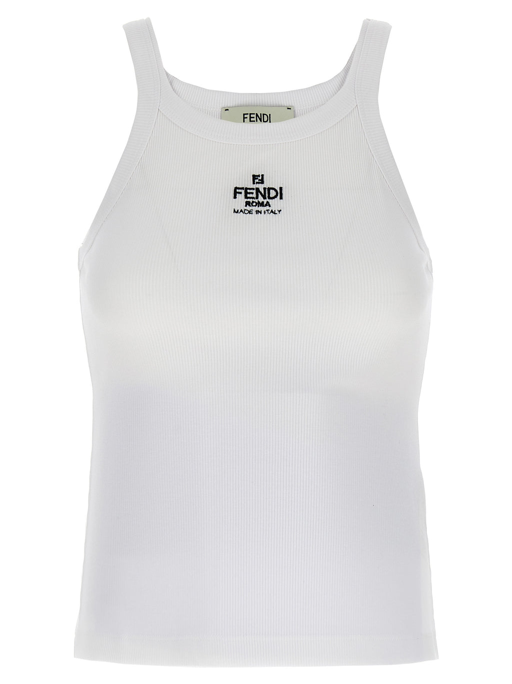 Fendi Weißes ärmelloses T-Shirt aus Baumwolle