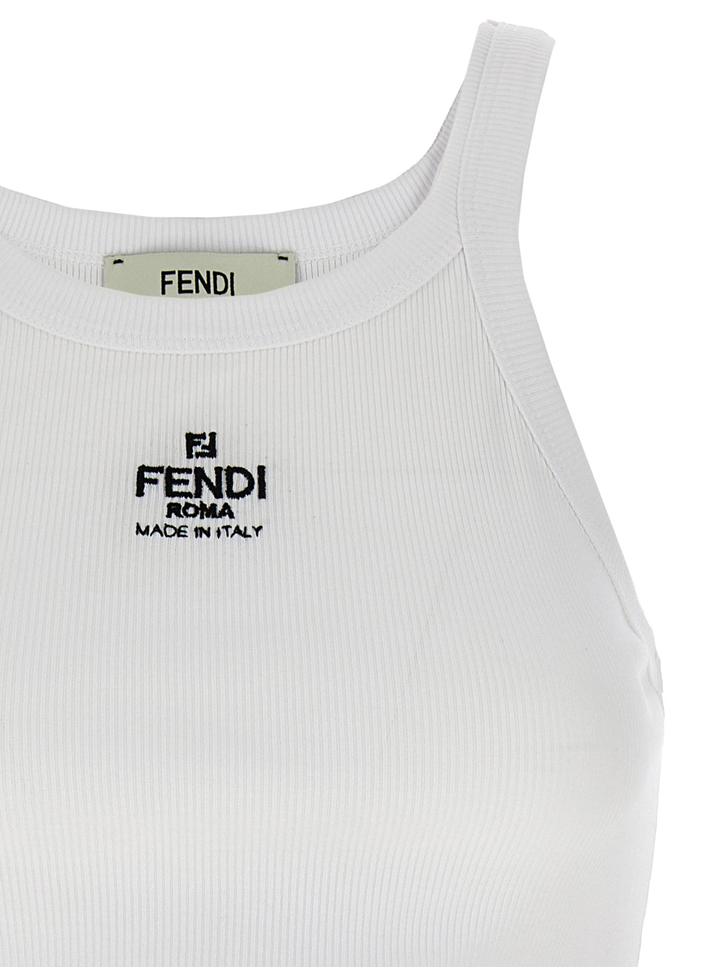 Fendi Weißes ärmelloses T-Shirt aus Baumwolle