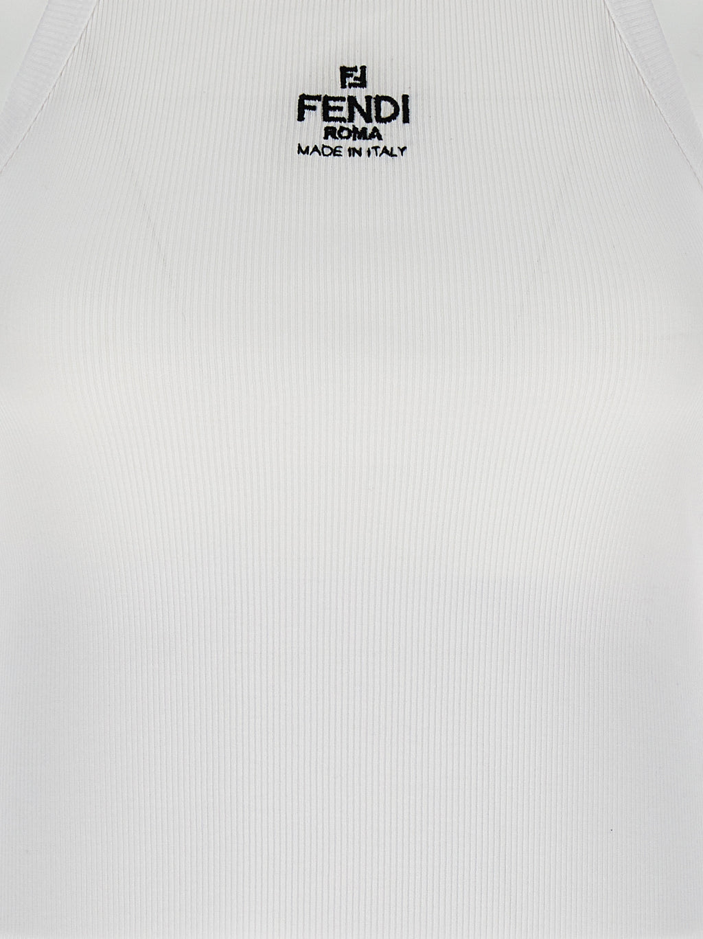 Fendi Weißes ärmelloses T-Shirt aus Baumwolle