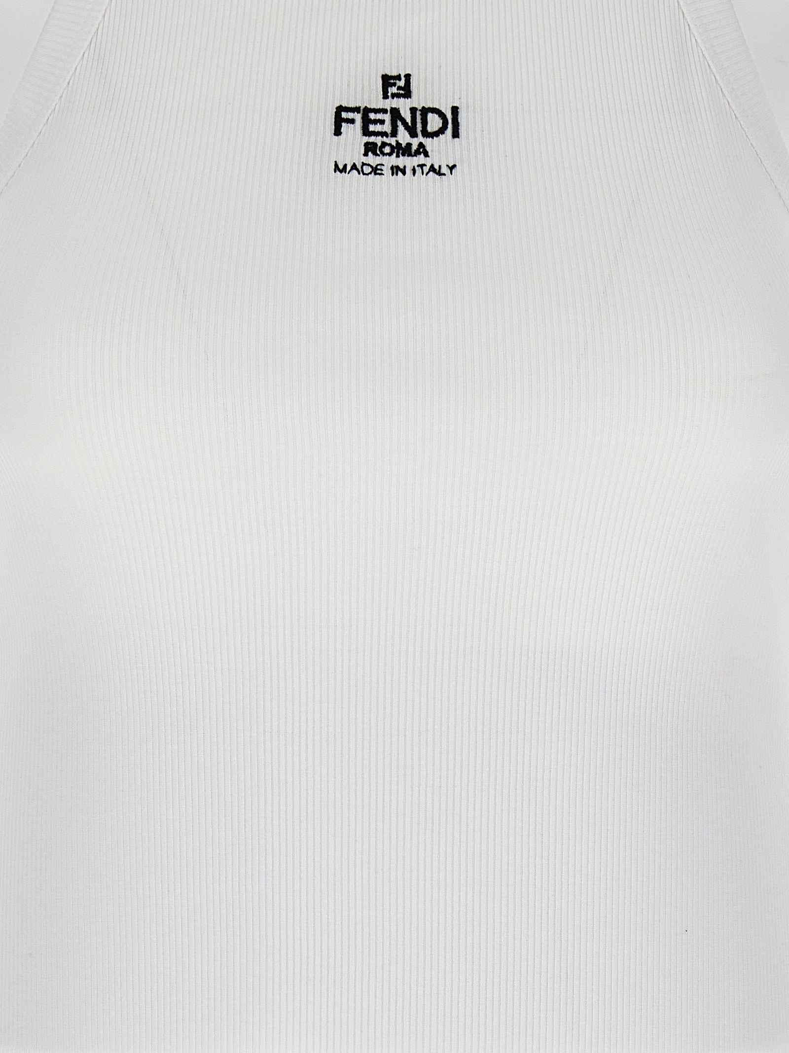 Fendi Weißes ärmelloses T-Shirt aus Baumwolle