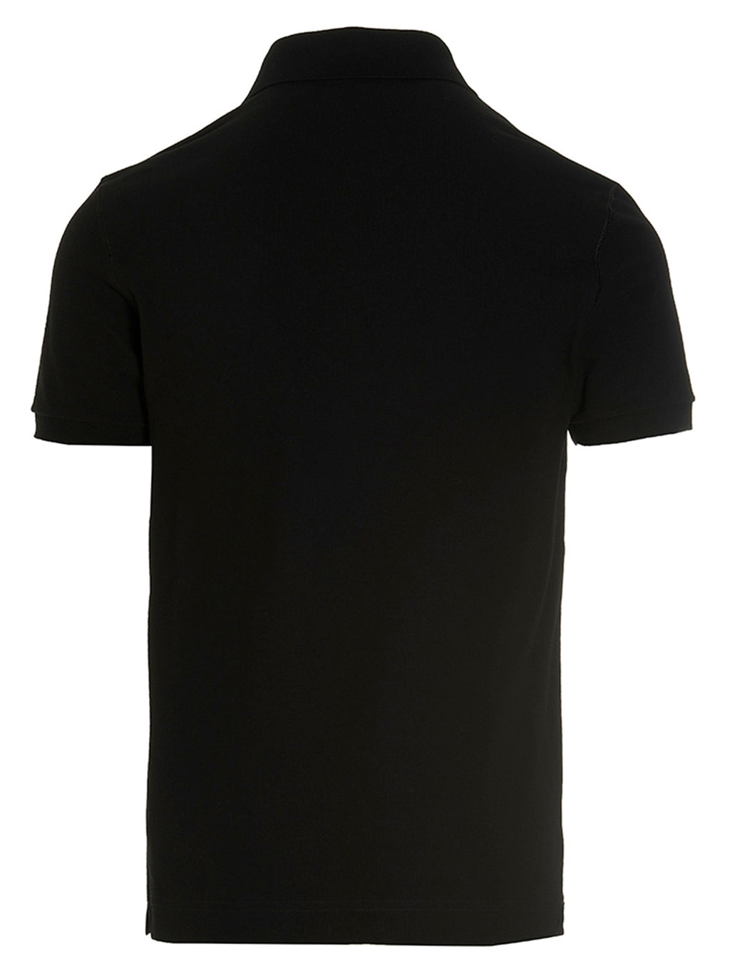 Chemise polo noire en coton de Dolce & Gabbana, vue de face avec col et boutons visibles.