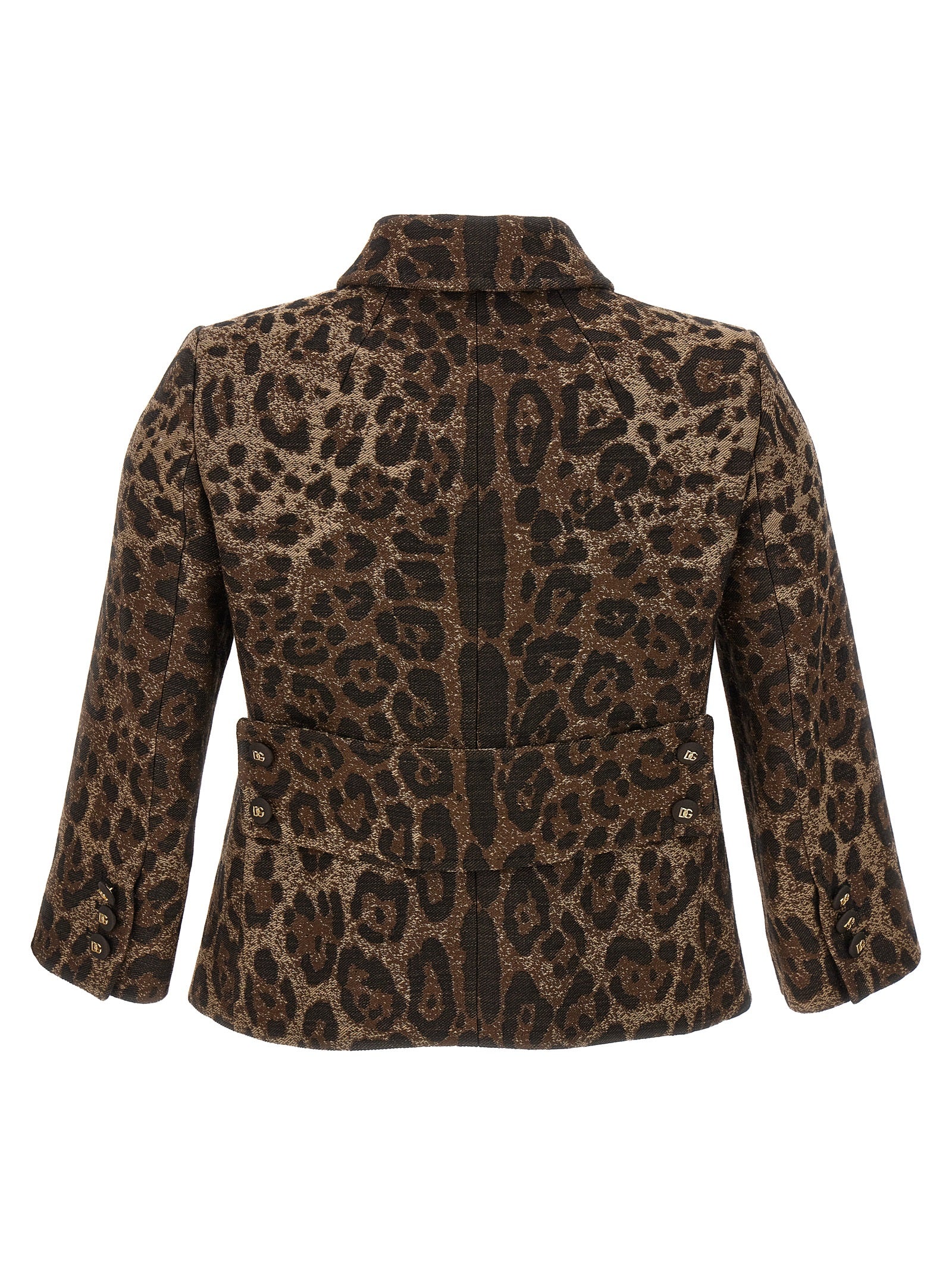 Veste en laine vierge marron de Dolce & Gabbana, blazer pour homme ou femme, détails sophistiqués et coupe élégante visible.
