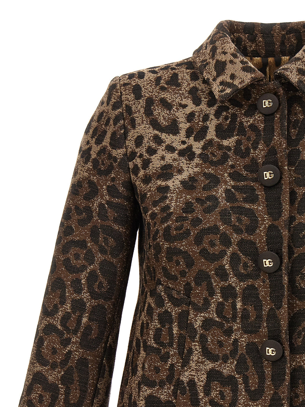 Veste blazer en laine vierge marron Dolce & Gabbana portée sur mannequin, détails élégants et coupe sophistiquée.