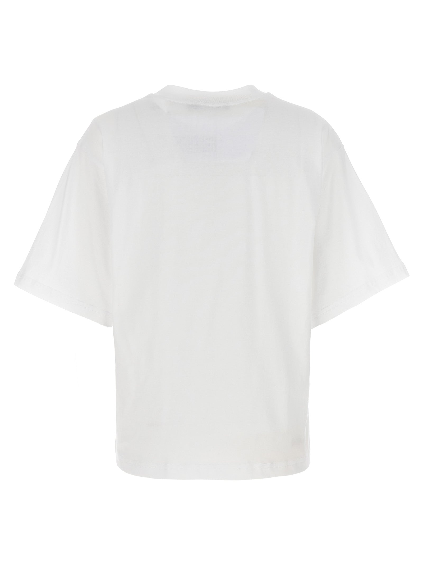 T-shirt blanc en coton de Dolce & Gabbana, vêtement décontracté avec logo de la marque visible sur le devant.