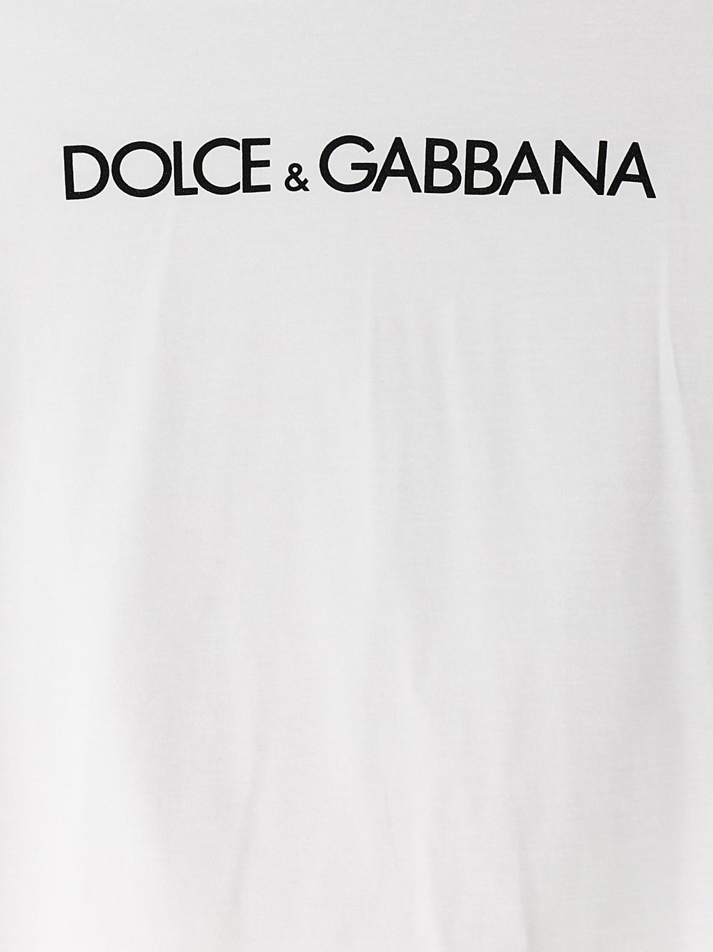 T-shirt blanc en coton Dolce & Gabbana, vue de face, avec logo discret en haut à gauche.