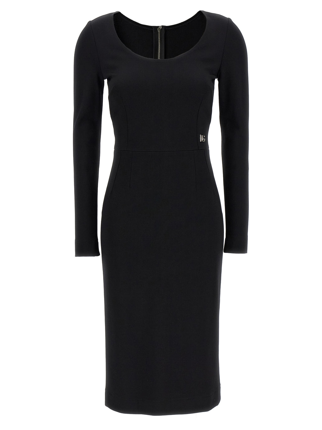 Robe midi noire en viscose de Dolce & Gabbana, élégante et fluide, avec un design sophistiqué et moderne.