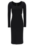 Robe midi noire en viscose de Dolce & Gabbana, élégante et fluide, avec un design sophistiqué et moderne.