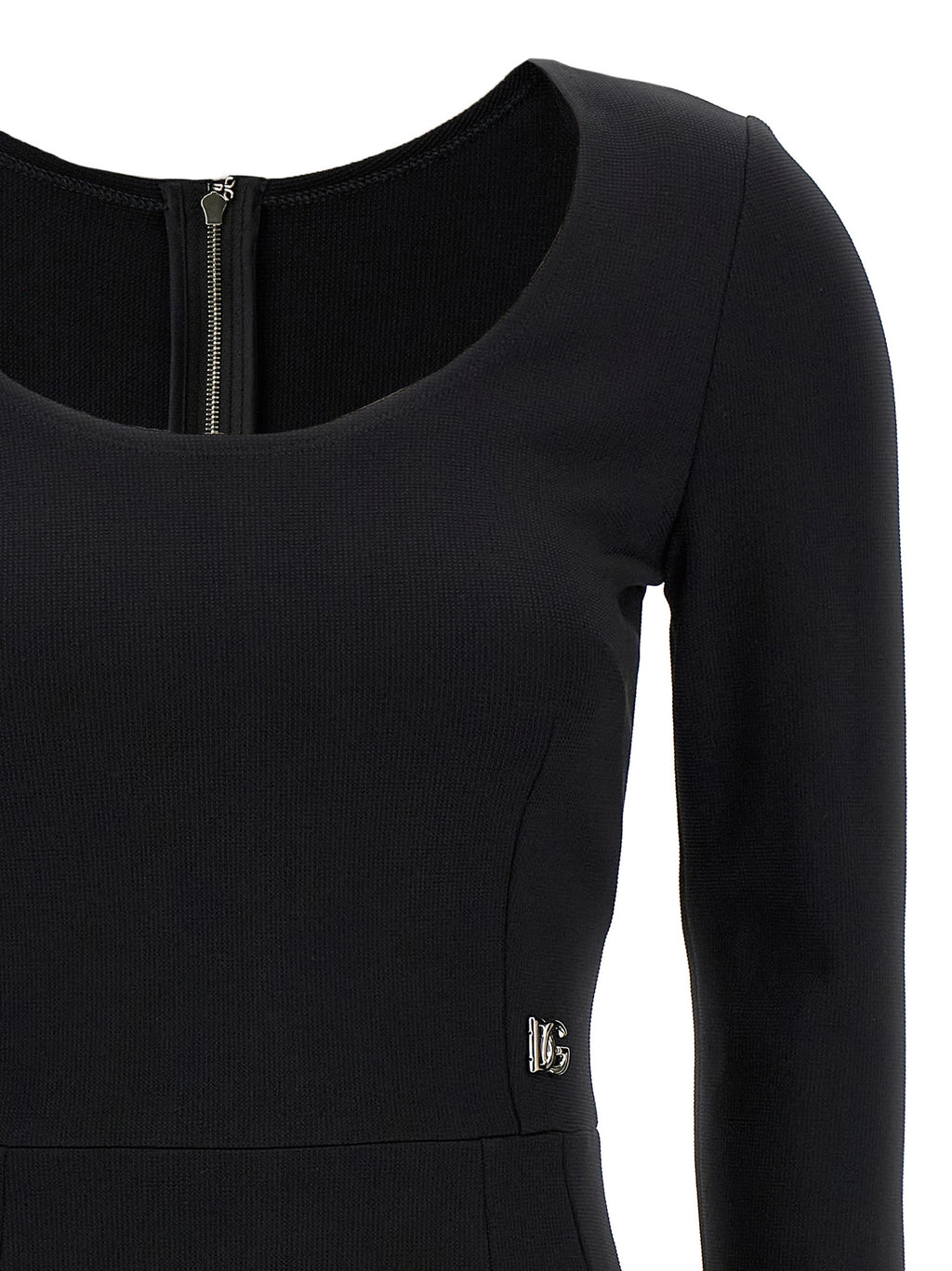 Robe midi en viscose noire de Dolce & Gabbana, élégante et fluide, avec un style sophistiqué et moderne.
