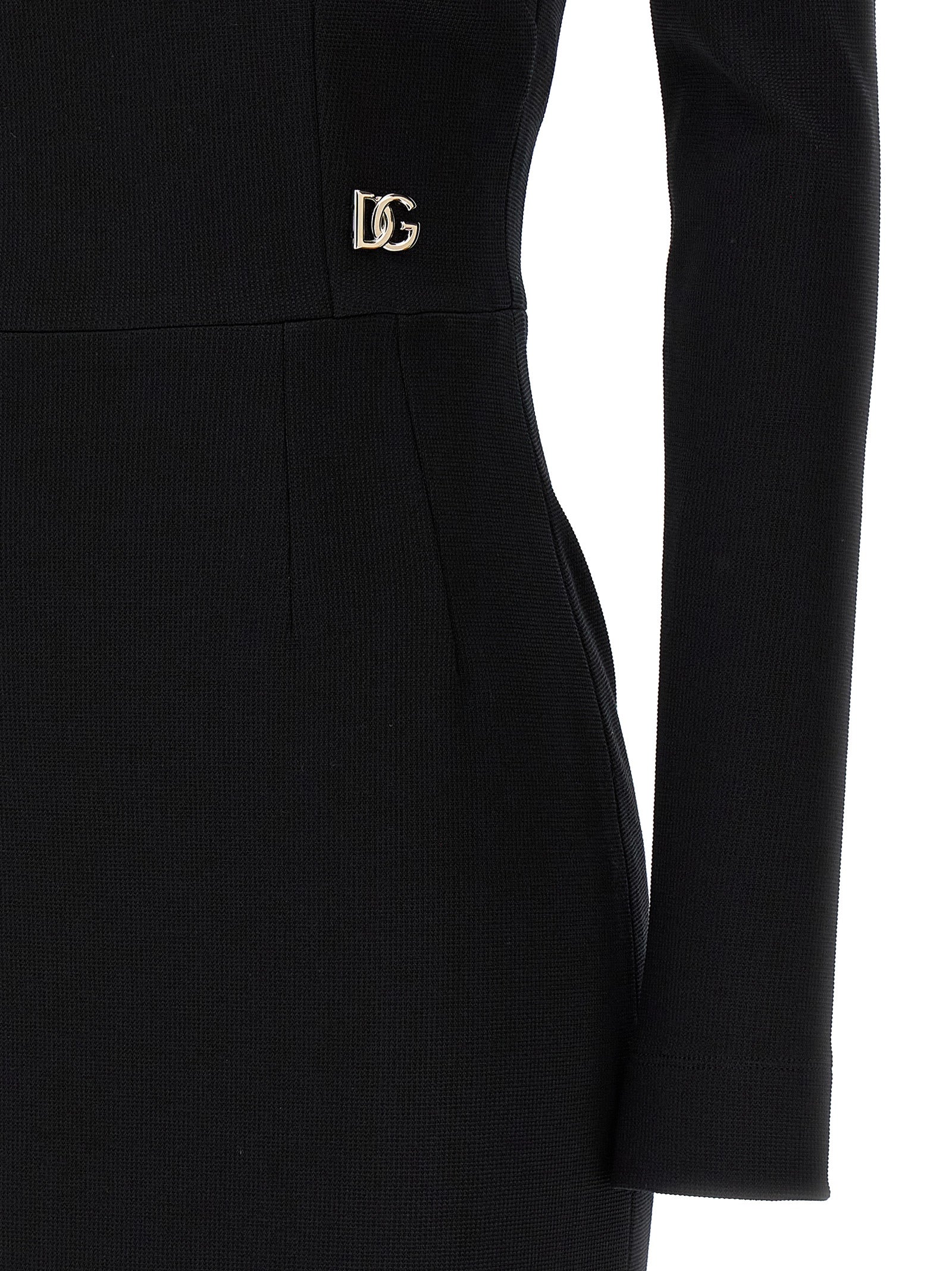 Robe midi noire en viscose de Dolce & Gabbana, élégante et fluide, avec un style sophistiqué et des détails modernes.
