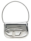 Sac à main Diesel en cuir de vache argenté, sac à épaule élégant avec détails modernes, idéal pour un style sophistiqué.
